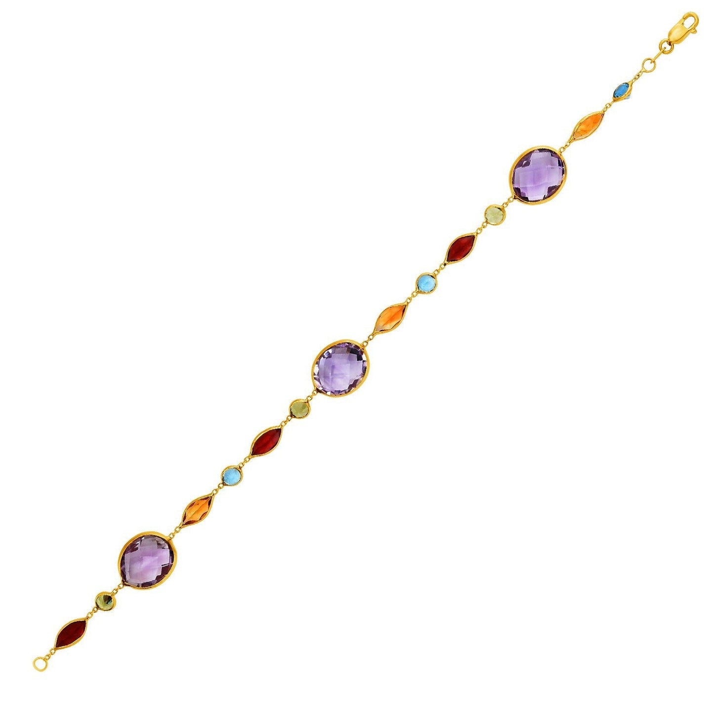 14k Yellow Gold Bracelet with Multi-Colored Stones Bids.com