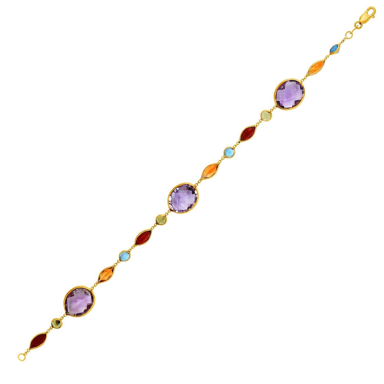 14k Yellow Gold Bracelet with Multi-Colored Stones Bids.com