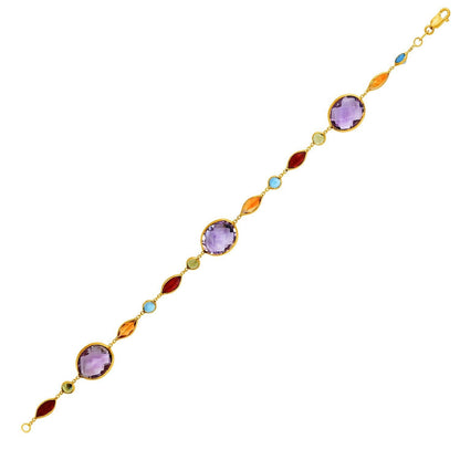 14k Yellow Gold Bracelet with Multi-Colored Stones Bids.com