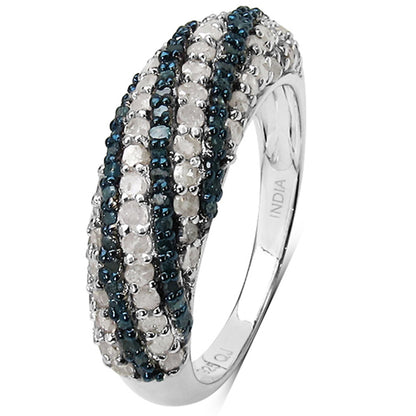 1.25 Carat Genuine Blue Diamond and White Diamond .925 Sterling Silver Ring Bids.com