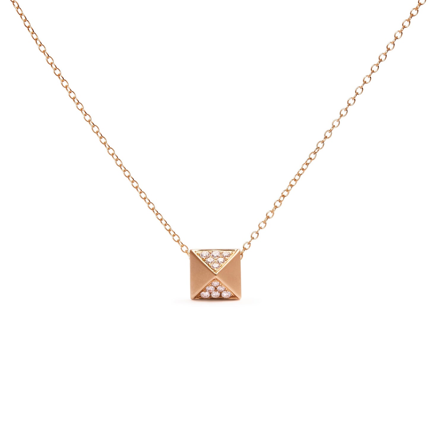 14K Yellow Gold 1/4 Cttw Diamond Matte Finished Pyramid Pendant Necklace (G-H Color, SI1-SI2 Clarity) - 18 Inches Bids.com