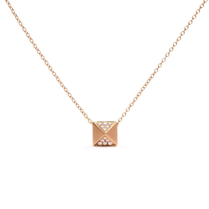 14K Yellow Gold 1/4 Cttw Diamond Matte Finished Pyramid Pendant Necklace (G-H Color, SI1-SI2 Clarity) - 18 Inches Bids.com