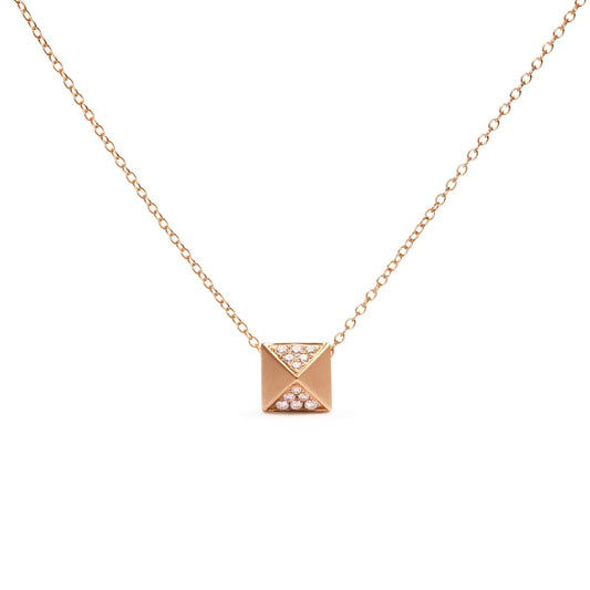 14K Yellow Gold 1/4 Cttw Diamond Matte Finished Pyramid Pendant Necklace (G-H Color, SI1-SI2 Clarity) - 18 Inches Bids.com