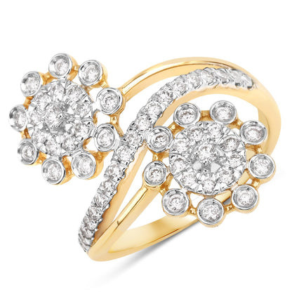 0.56 Carat Genuine White Diamond 14K Yellow Gold Ring (E-F Color, SI1-SI2 Clarity) Bids.com