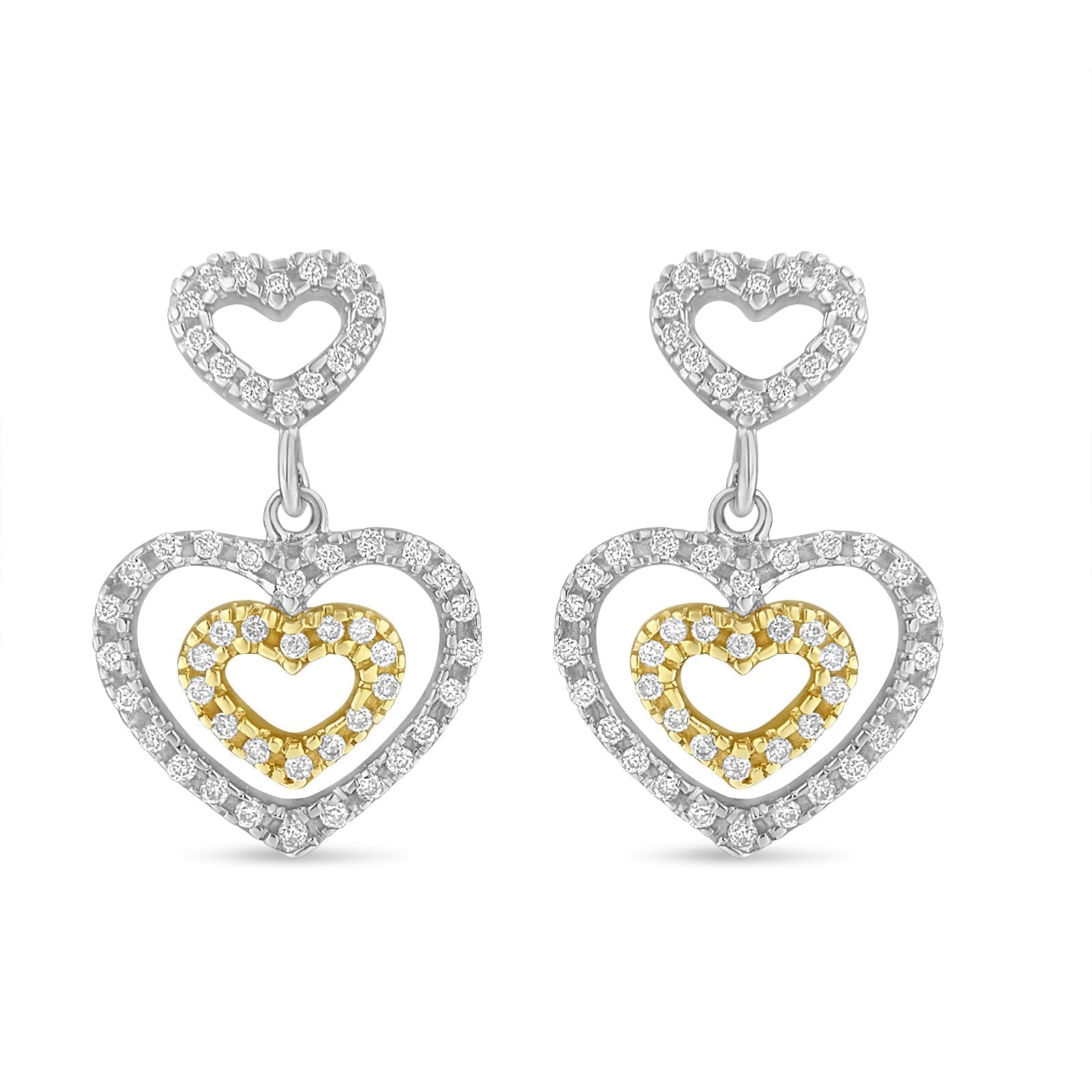 14K Two Toned 1/2 cttw Round Cut Diamond Earrings (H-I, SI1-SI2) Bids.com