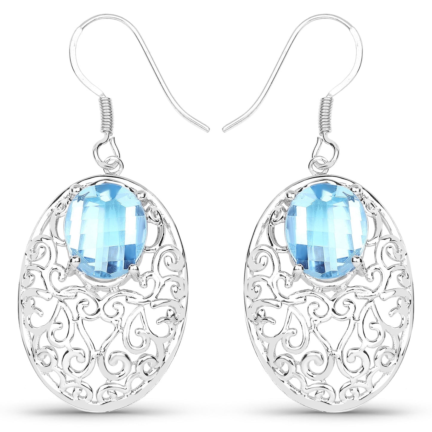 10.72 Carat Genuine Blue Topaz .925 Sterling Silver Earrings Bids.com
