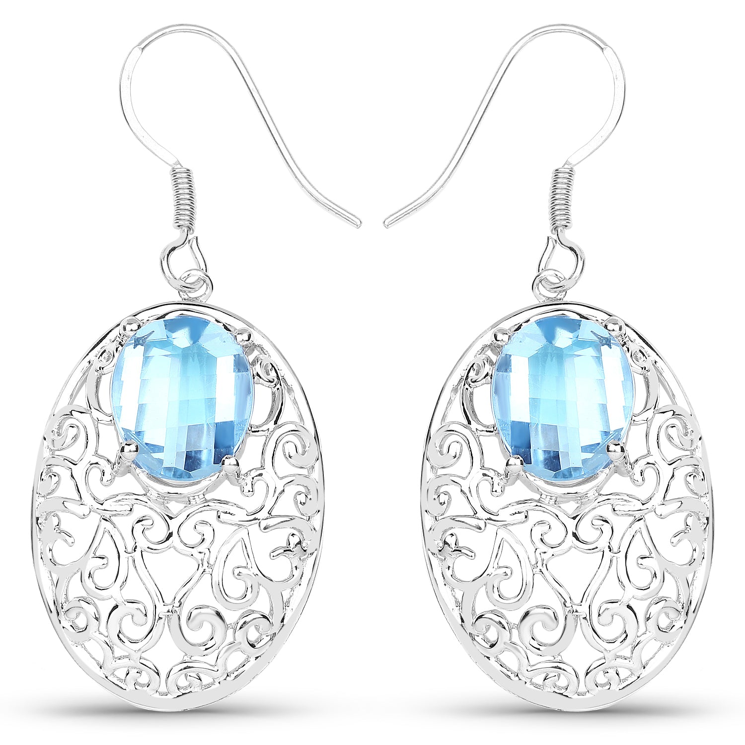 10.72 Carat Genuine Blue Topaz .925 Sterling Silver Earrings Bids.com