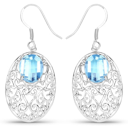 10.72 Carat Genuine Blue Topaz .925 Sterling Silver Earrings Bids.com