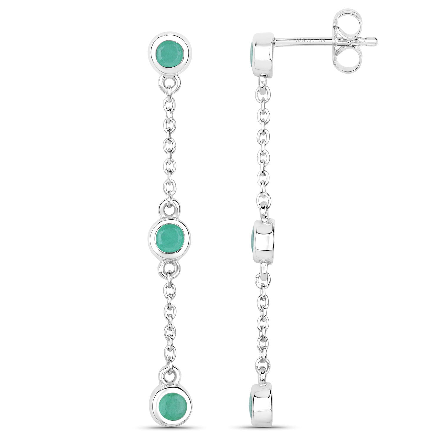 0.60 Carat Genuine Emerald .925 Sterling Silver Earrings Bids.com