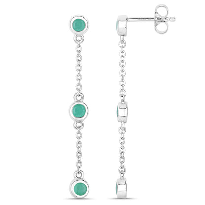 0.60 Carat Genuine Emerald .925 Sterling Silver Earrings Bids.com