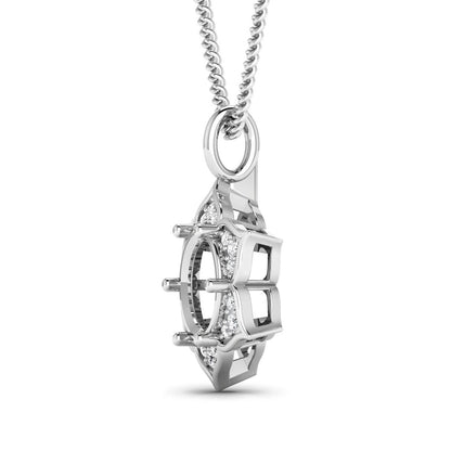 0.14 Carat Genuine White Diamond 14K White Gold Semi Mount Pendant - holds 8.00mm Round Gemstone Bids.com