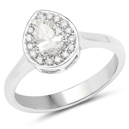 14K White Gold 0.64 Carat Genuine White Diamond Ring Bids.com