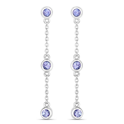 0.60 Carat Genuine Tanzanite .925 Sterling Silver Earrings Bids.com