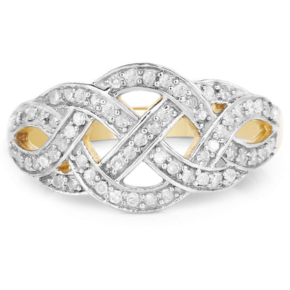 14K Yellow Gold Plated 0.26 Carat Genuine White Diamond .925 Sterling Silver Ring Bids.com