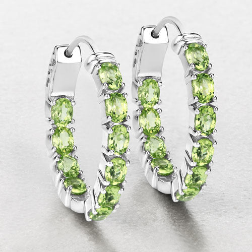 3.40 Carat Genuine Peridot .925 Sterling Silver Earrings Bids.com