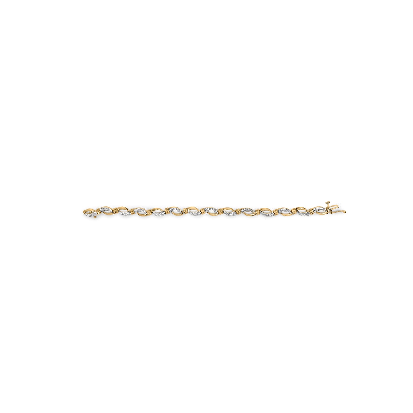 10K Yellow and White Gold 1/2 Cttw Channel Set Diamond Infinity Link 7" Tennis Bracelet (H-I Color, I1-I2 Clarity) Bids.com