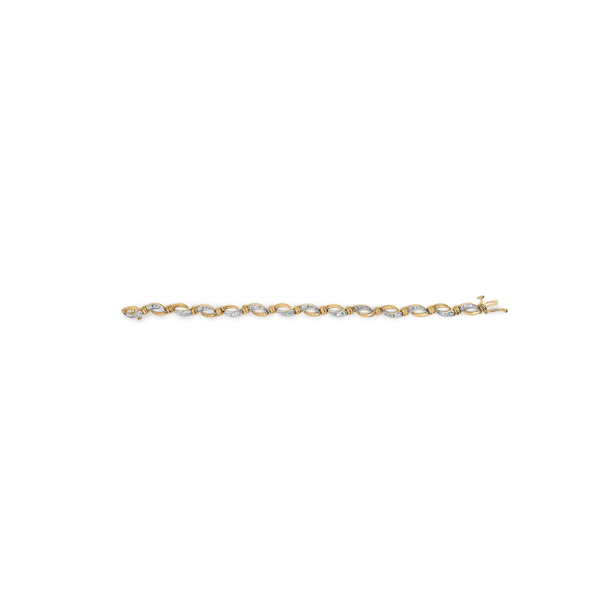10K Yellow and White Gold 1/2 Cttw Channel Set Diamond Infinity Link 7" Tennis Bracelet (H-I Color, I1-I2 Clarity) Bids.com