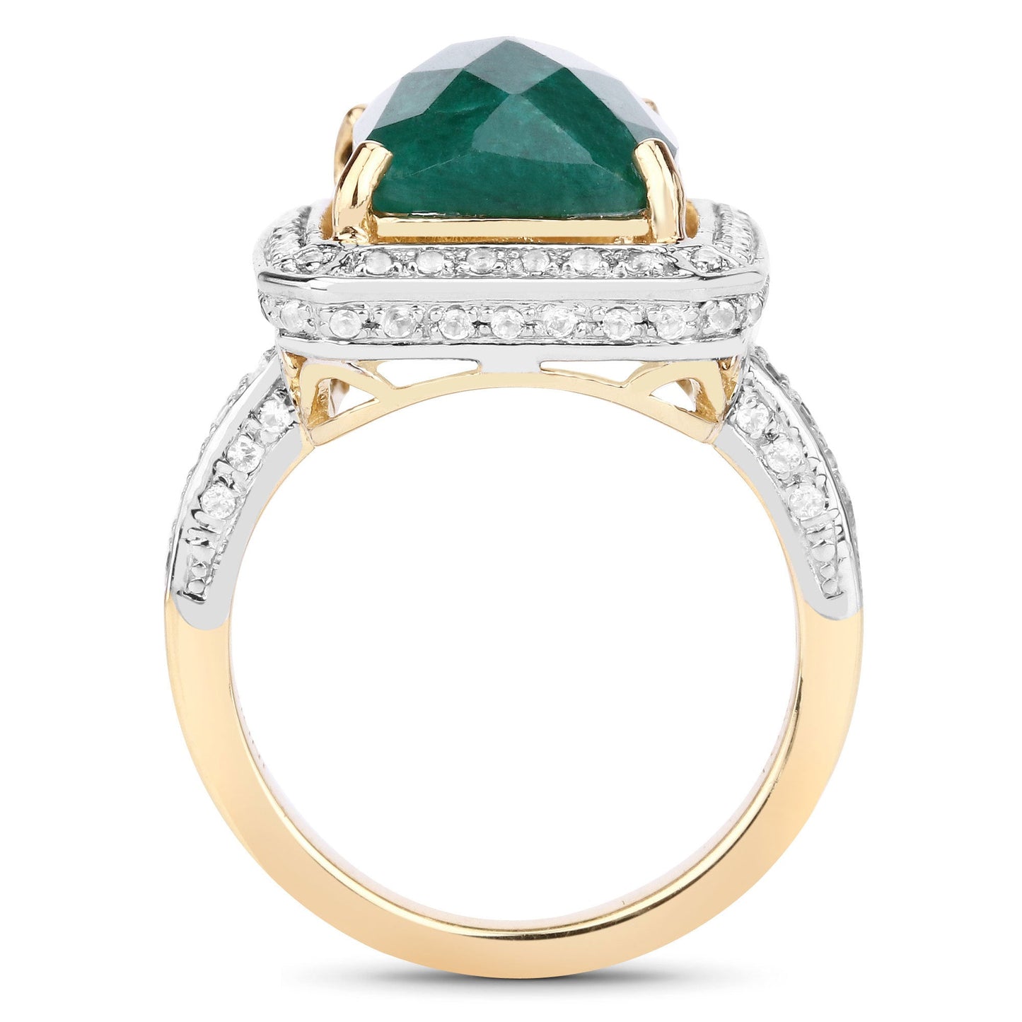 5.18 Carat Dyed Emerald and White Topaz .925 Sterling Silver Ring Bids.com