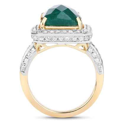5.18 Carat Dyed Emerald and White Topaz .925 Sterling Silver Ring Bids.com