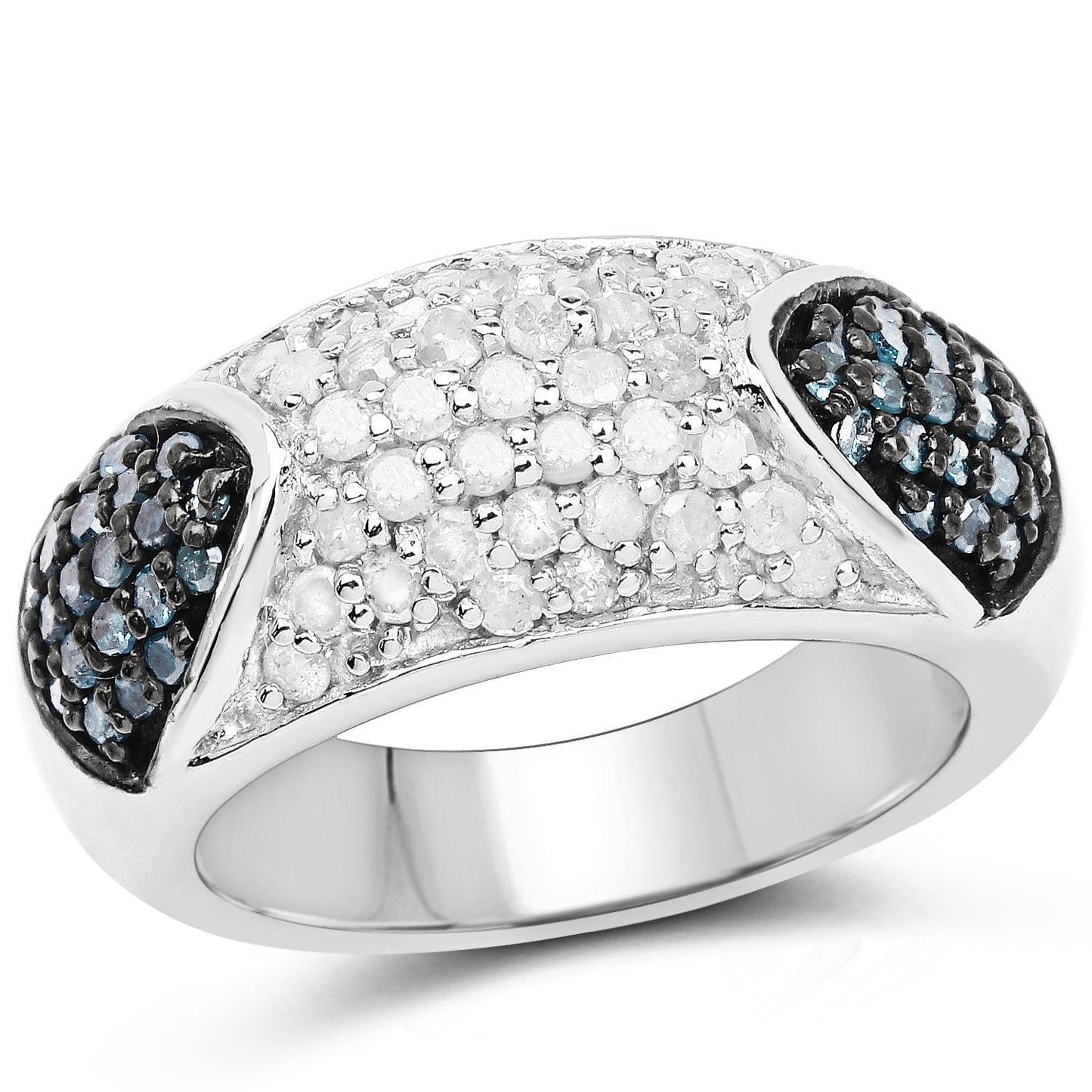 0.94 Carat Genuine Blue Diamond and White Diamond .925 Sterling Silver Ring Bids.com