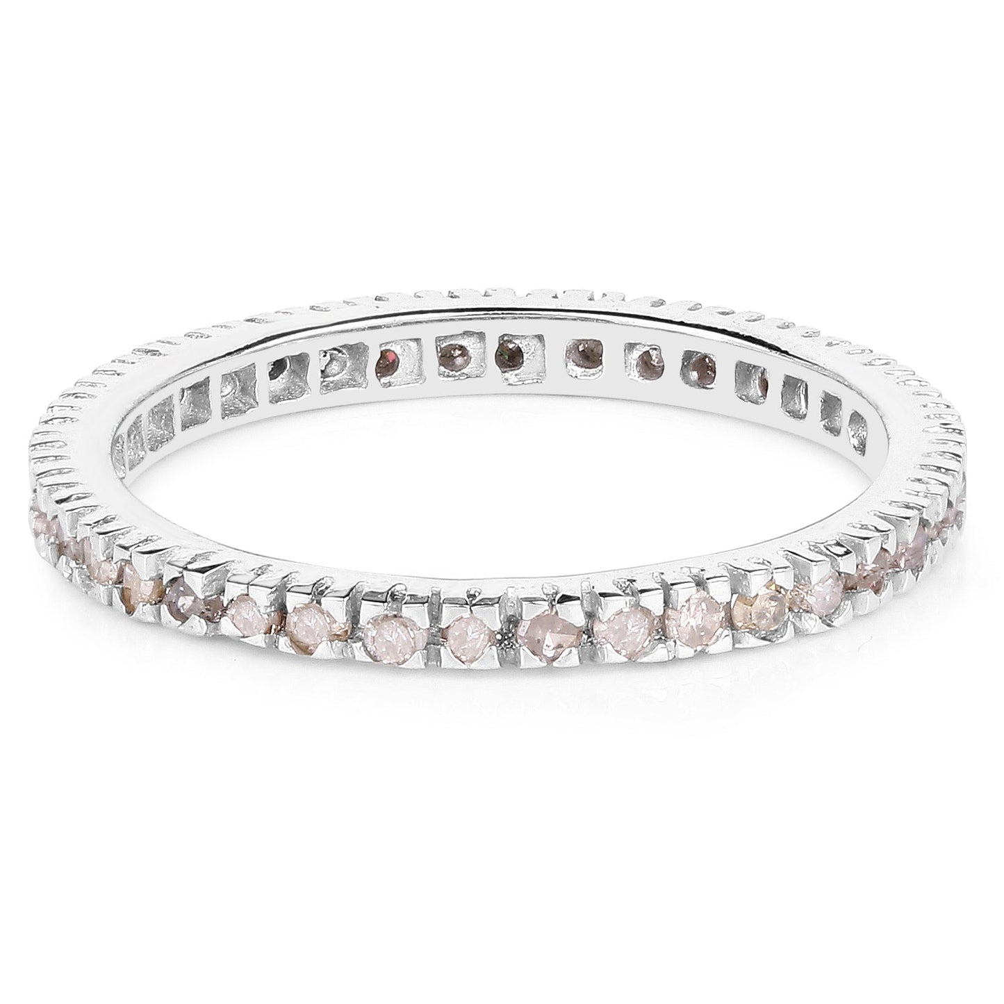 0.57 Carat Genuine Champagne Diamond .925 Sterling Silver Ring Bids.com