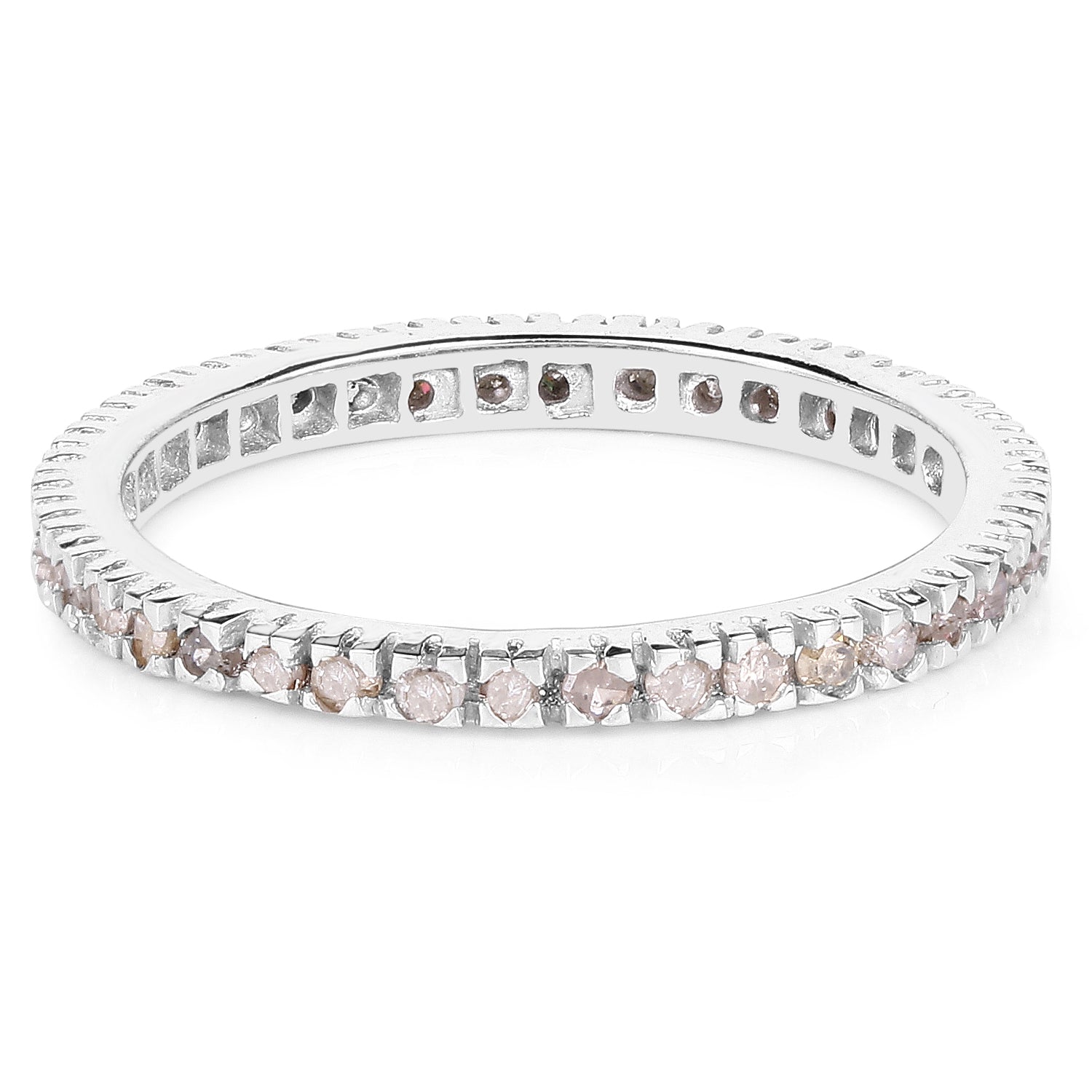 0.57 Carat Genuine Champagne Diamond .925 Sterling Silver Ring Bids.com