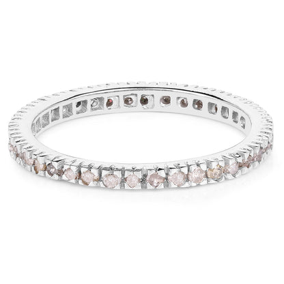 0.57 Carat Genuine Champagne Diamond .925 Sterling Silver Ring Bids.com