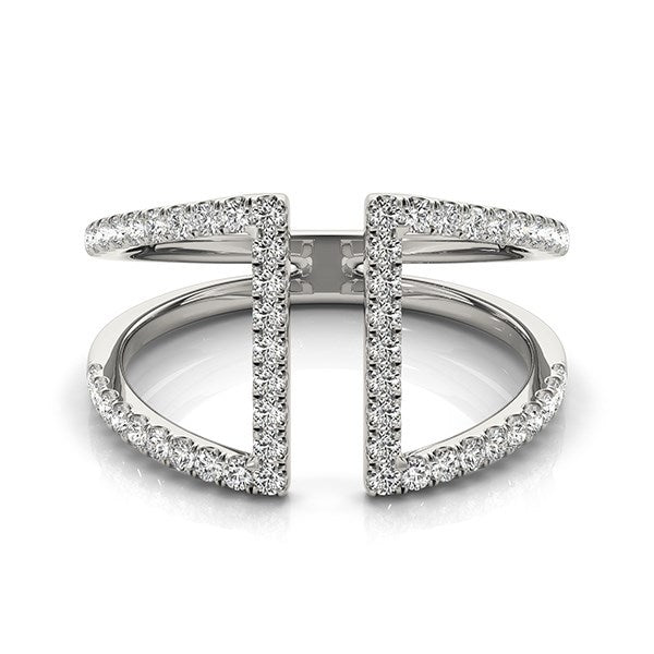 14k White Gold Open Style Dual Band Ring with Diamonds (1/2 cttw) Bids.com