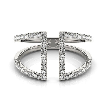 14k White Gold Open Style Dual Band Ring with Diamonds (1/2 cttw) Bids.com