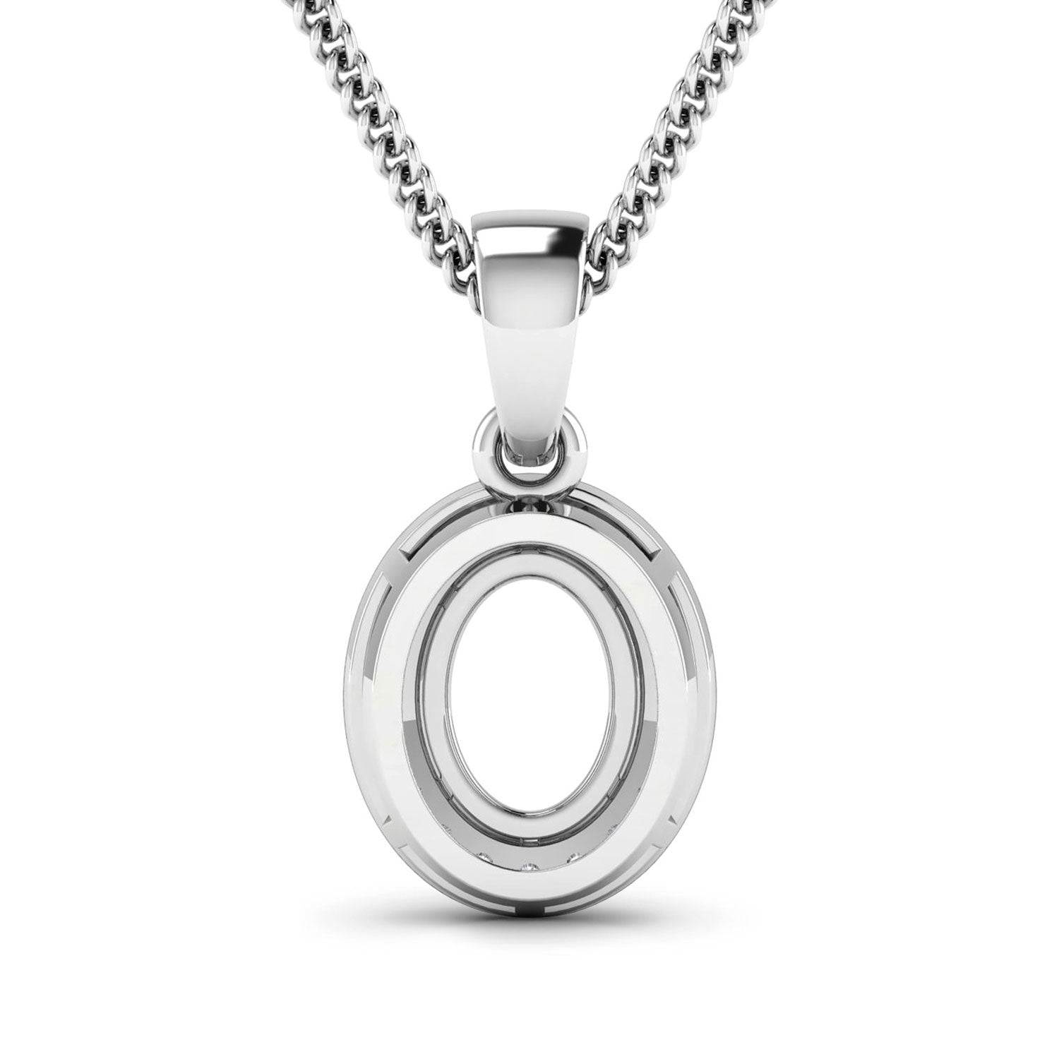 0.18 Carat Genuine White Diamond 14K White Gold Semi Mount Pendant - holds 8x6mm Oval Gemstone Bids.com