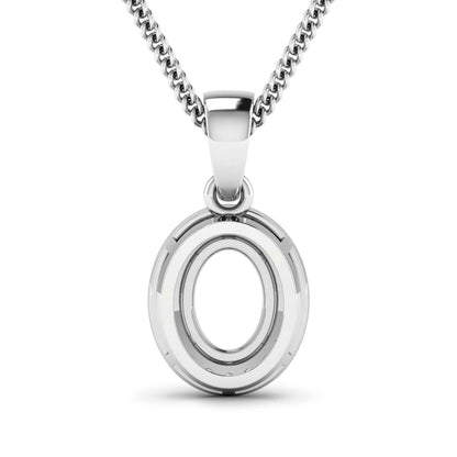 0.18 Carat Genuine White Diamond 14K White Gold Semi Mount Pendant - holds 8x6mm Oval Gemstone Bids.com
