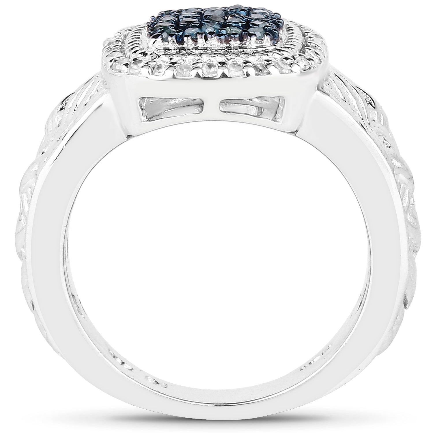 0.28 Carat Genuine Blue Diamond and White Diamond .925 Sterling Silver Ring Bids.com