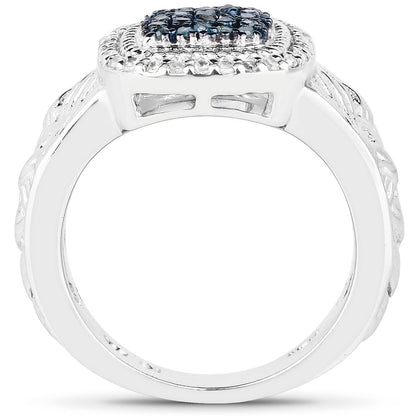 0.28 Carat Genuine Blue Diamond and White Diamond .925 Sterling Silver Ring Bids.com