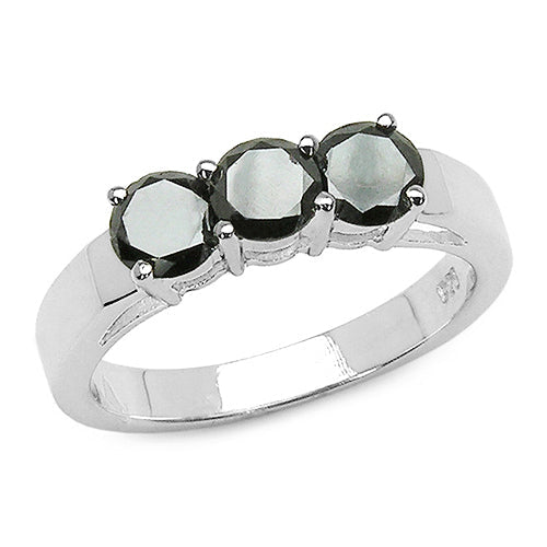 0.99 Carat Genuine Black Diamond .925 Sterling Silver Ring Bids.com