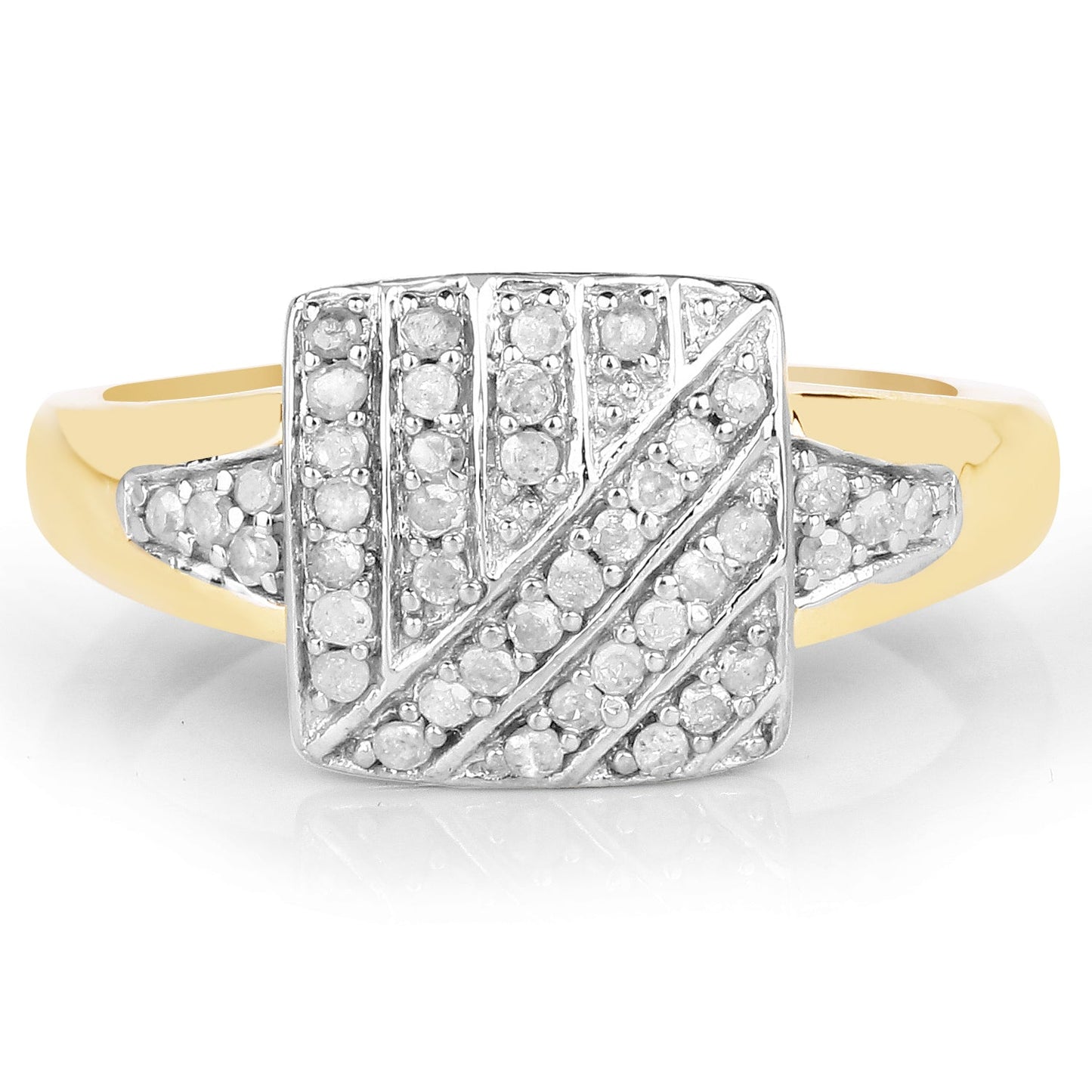 14K Yellow Gold Plated 0.23 Carat Genuine White Diamond .925 Sterling Silver Ring Bids.com