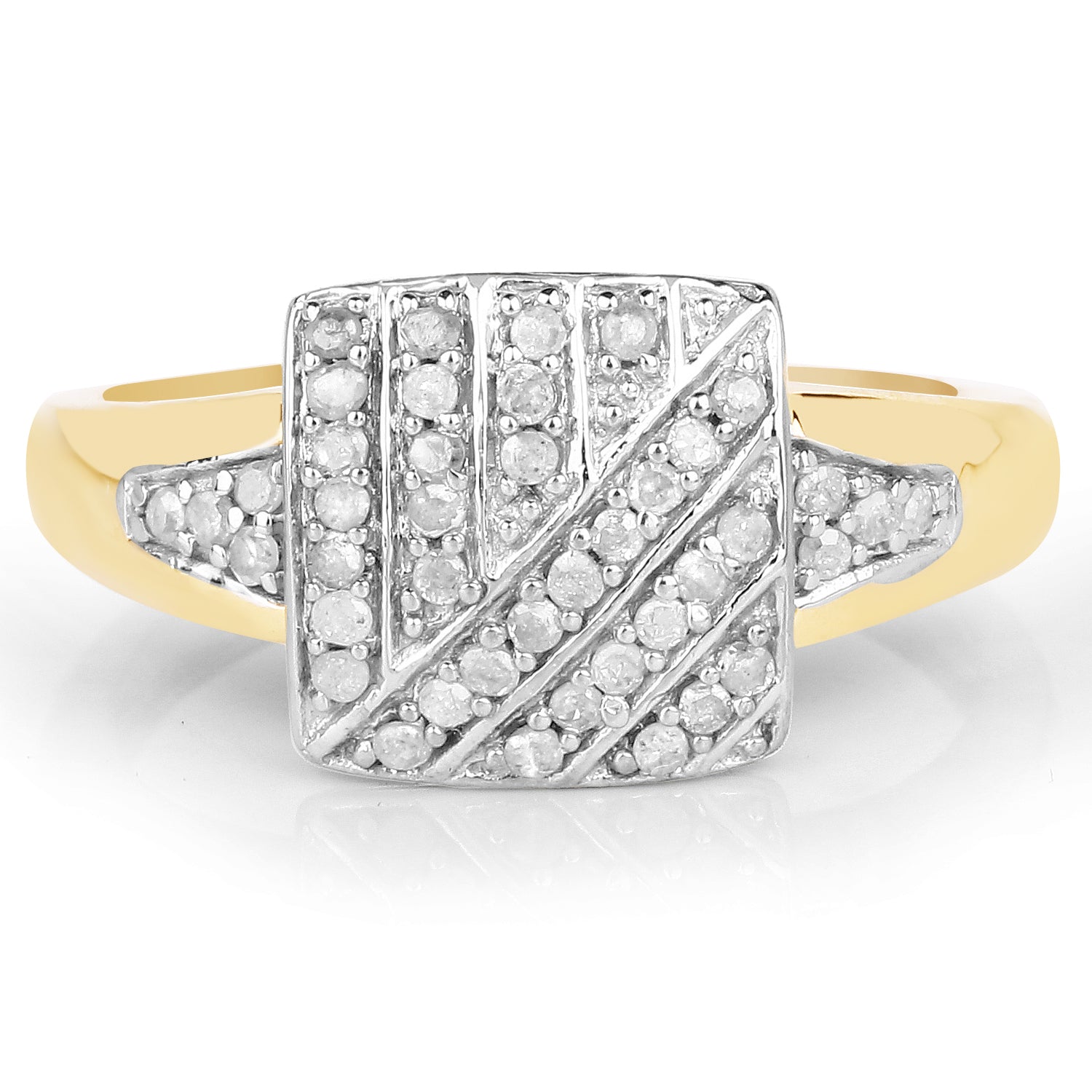 14K Yellow Gold Plated 0.23 Carat Genuine White Diamond .925 Sterling Silver Ring Bids.com