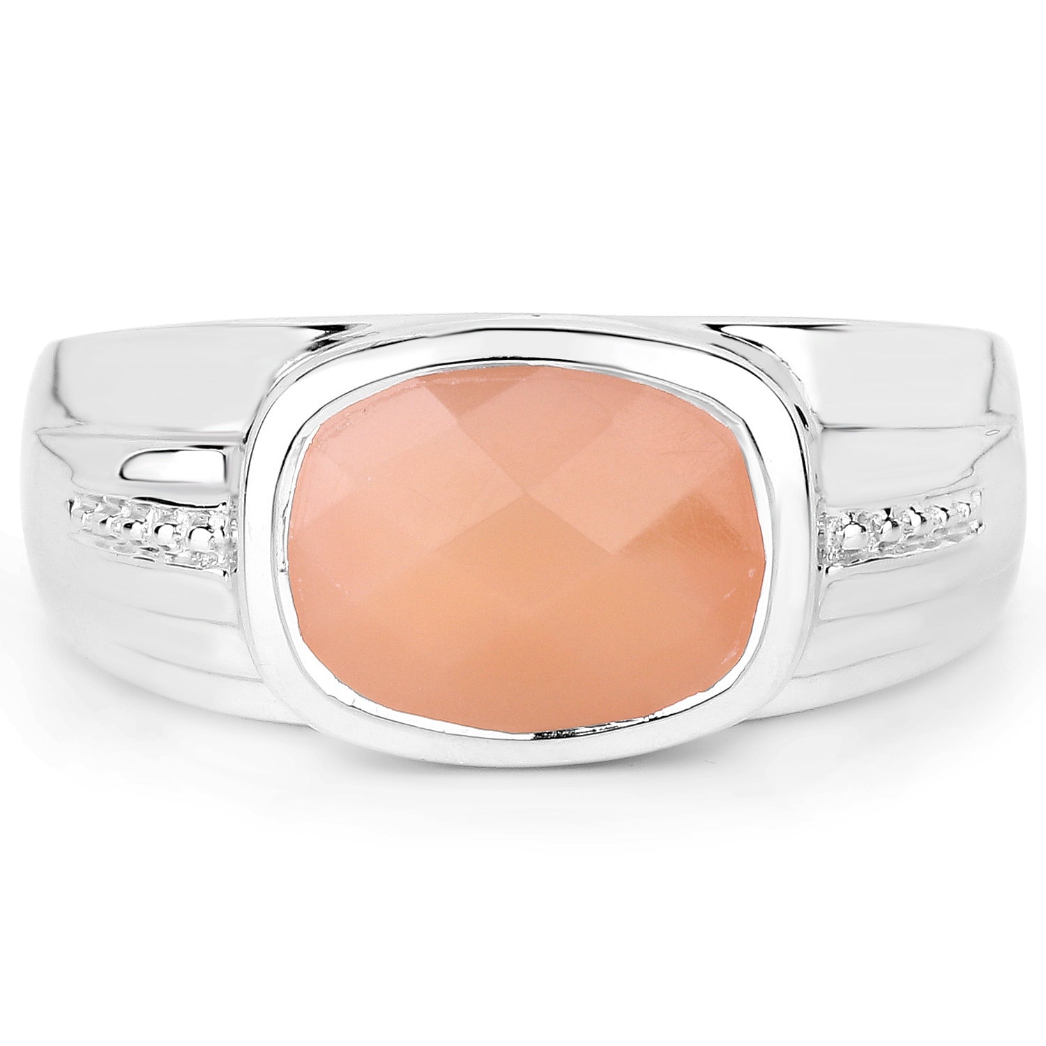 2.60 Carat Genuine Peach Moonstone .925 Sterling Silver Ring Bids.com