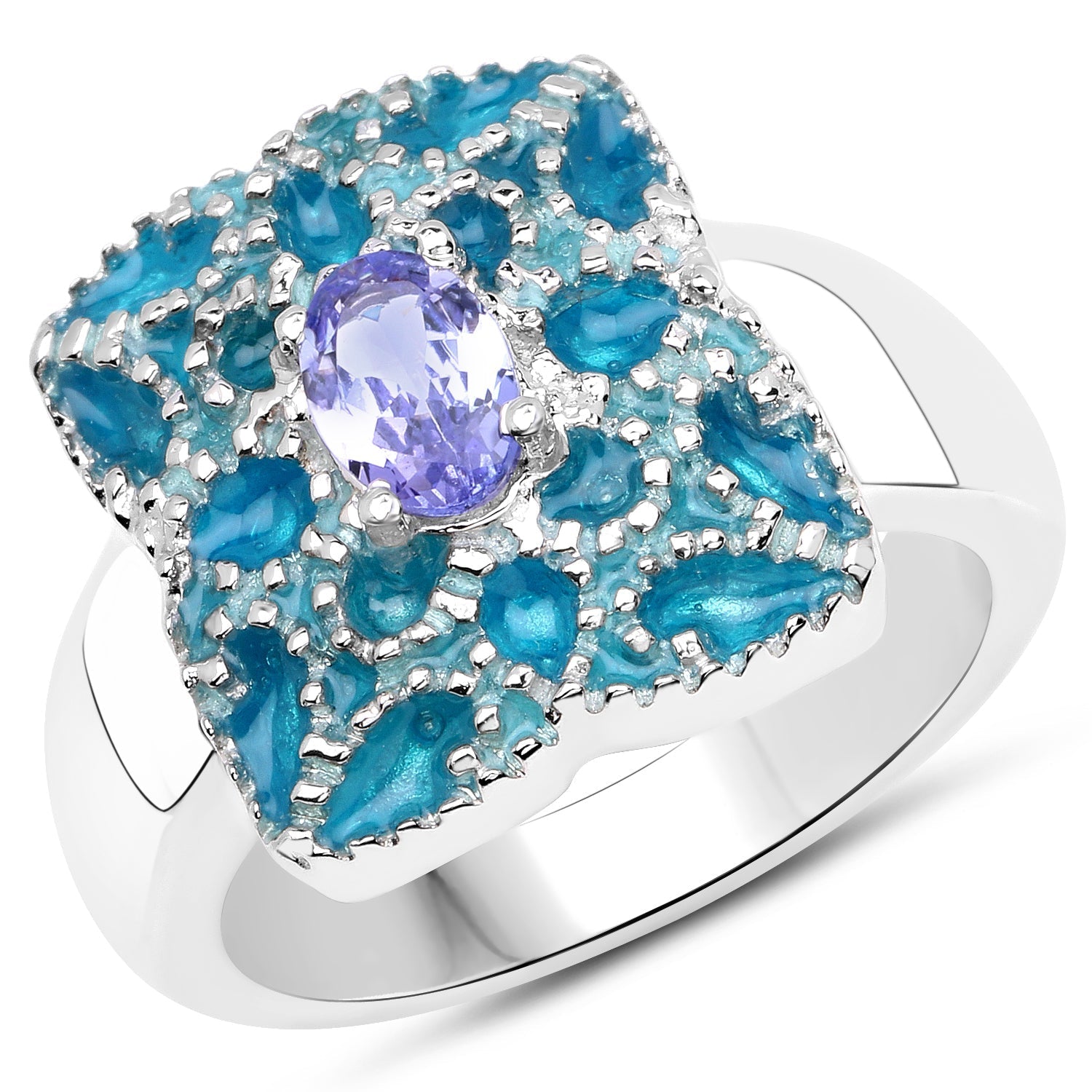0.44 Carat Genuine Tanzanite .925 Sterling Silver Ring Bids.com