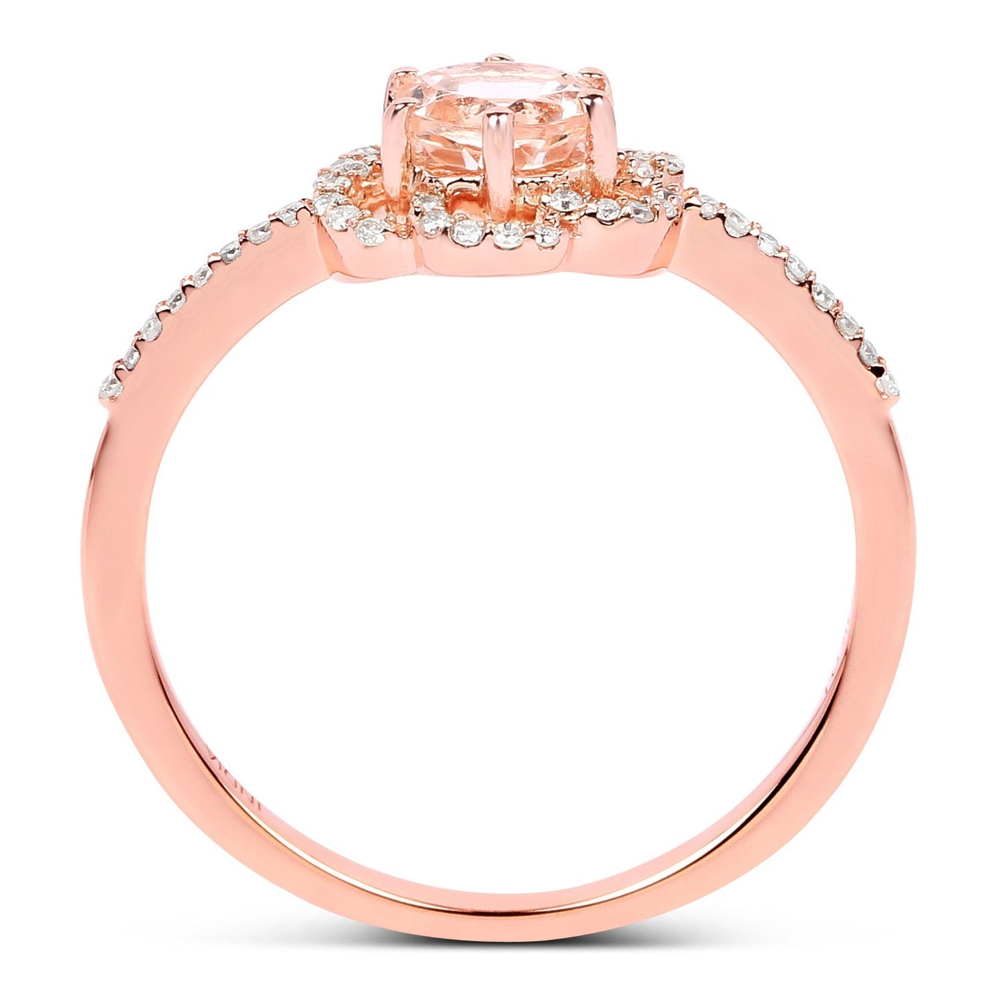 0.54 Carat Genuine Morganite and White Diamond 14K Rose Gold Ring Bids.com