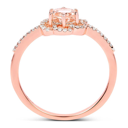 0.54 Carat Genuine Morganite and White Diamond 14K Rose Gold Ring Bids.com