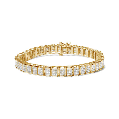 14K Yellow Gold 5.0 Cttw Invisible Set Princess-cut Diamond Buckle Link Tennis Bracelet (H-I Color, SI2-I1 Clarity) - Size 7.25" Bids.com