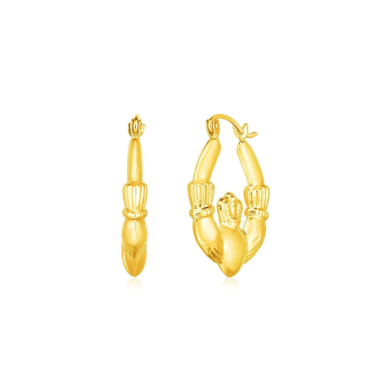 14K Yellow Gold Claddagh Symbol Hoop Earrings Bids.com