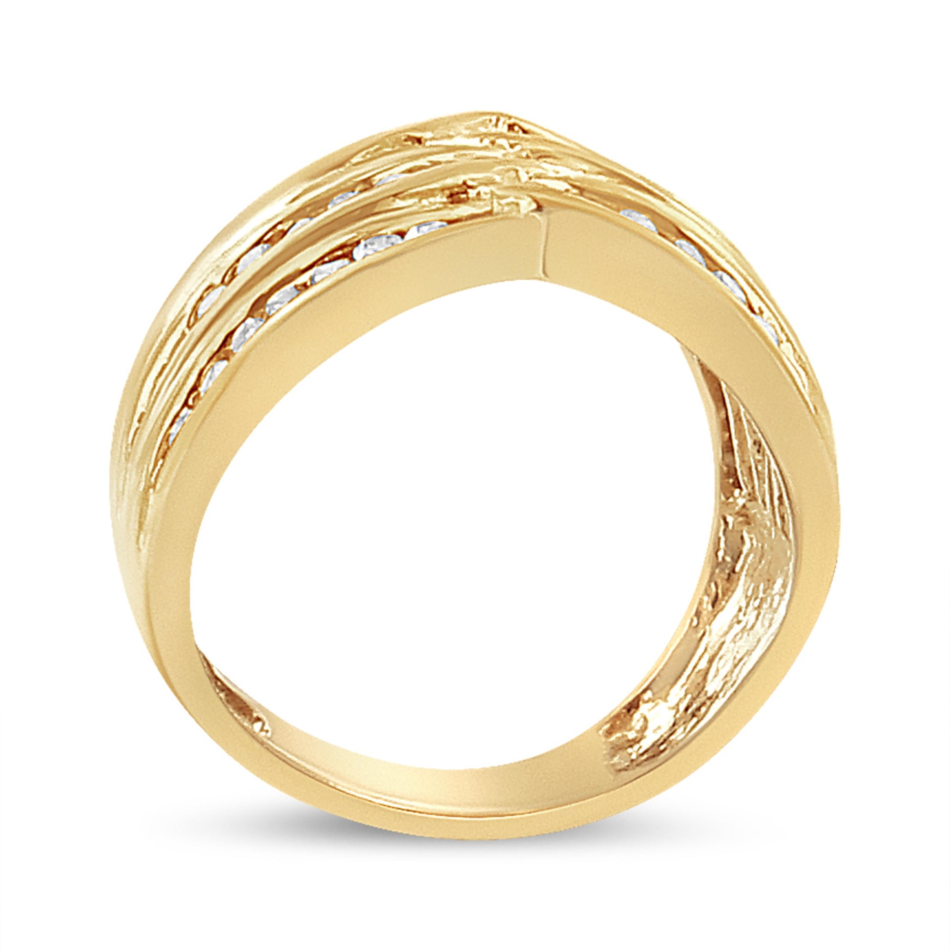 10K Yellow Gold Plated .925 Sterling Silver 1 1/2 Cttw Diamond Channel Band (Champagne Color, I2-I3 Clarity) Ring Size 7 Bids.com