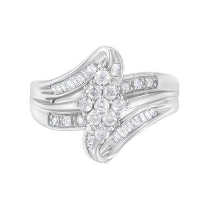 10K White Gold 1/2 cttw Diamond Cluster Ring (H-I Clarity, I2-I3 Color) - Size 6 Bids.com