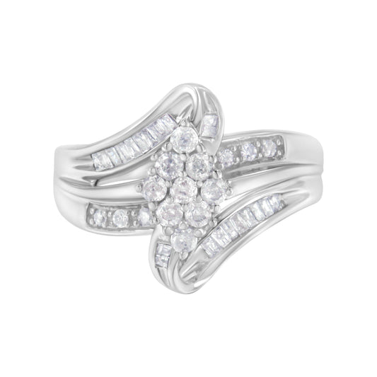 10K White Gold 1/2 cttw Diamond Cluster Ring (H-I Clarity, I2-I3 Color) - Size 6 Bids.com