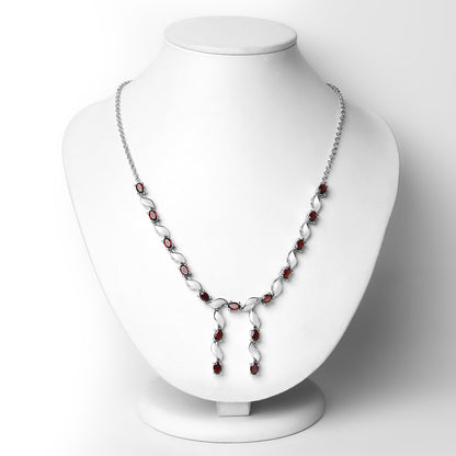 7.65 Carat Genuine Garnet .925 Sterling Silver Necklace Bids.com