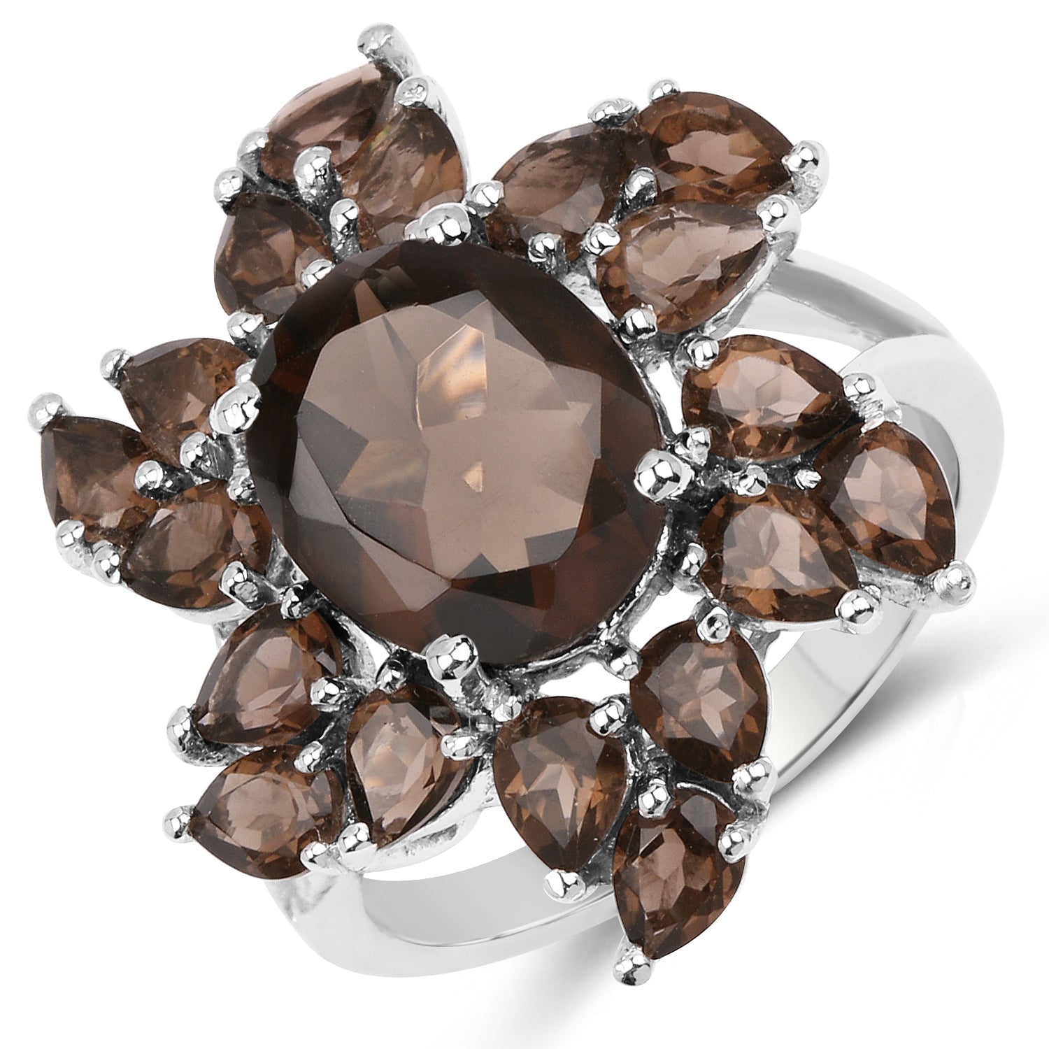 5.69 Carat Genuine Smoky Quartz .925 Sterling Silver Ring Bids.com