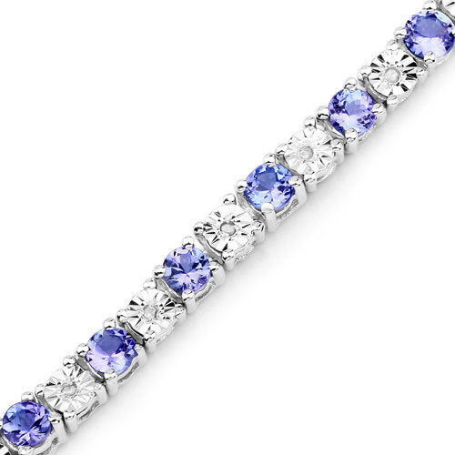 5.44 Carat Genuine Tanzanite and White Diamond .925 Sterling Silver Bracelet Bids.com