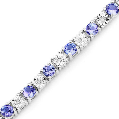 5.44 Carat Genuine Tanzanite and White Diamond .925 Sterling Silver Bracelet Bids.com