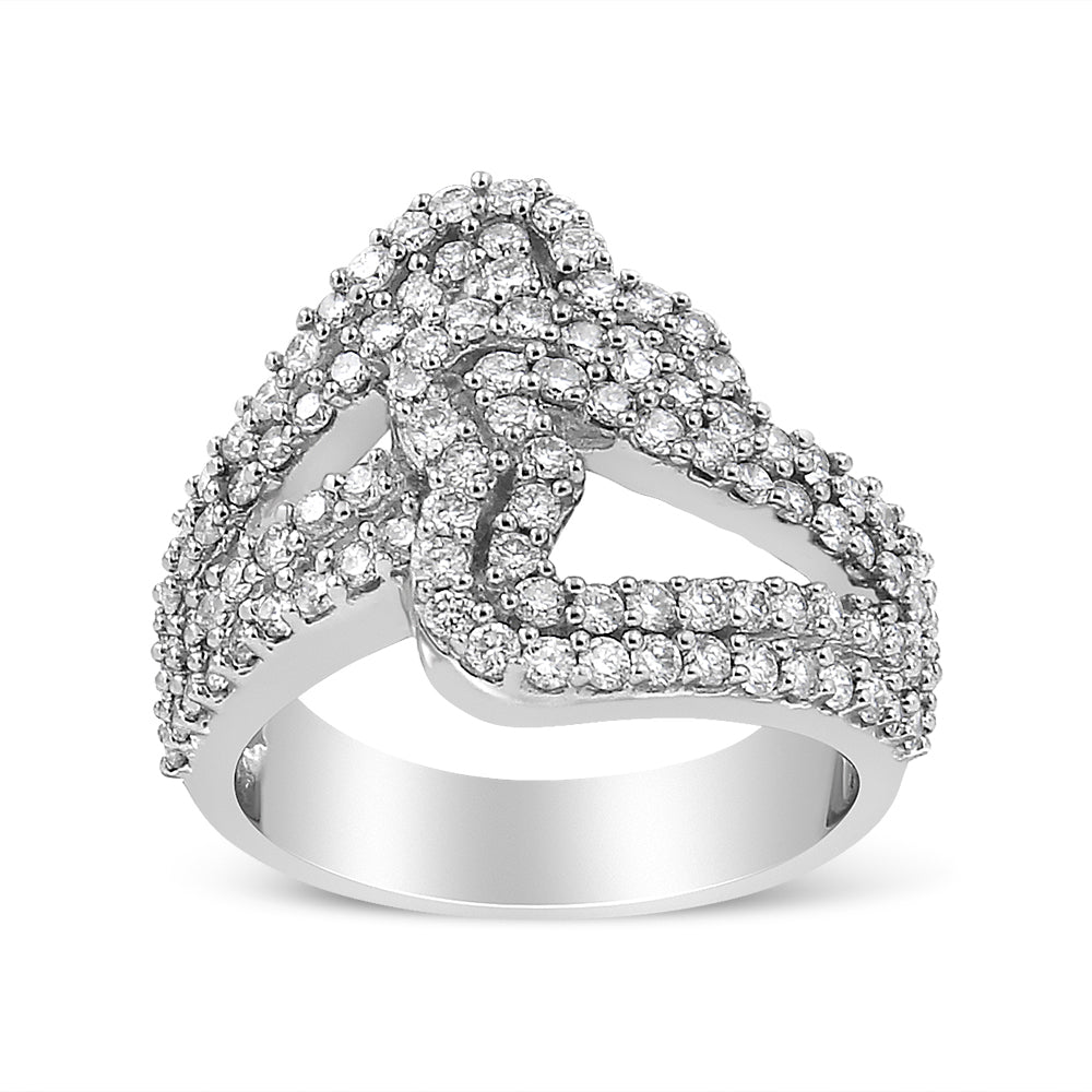 14K White Gold 1 1/2 Cttw Diamond Open Double Heart Bypass Ring Band (H-I Color, VS1-VS2 Clarity) - Ring Size 7 Bids.com